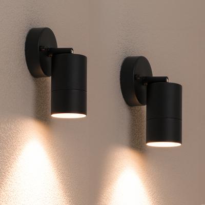 HOFTRONIC™ set van 2 Lago kantelbare wandlampen - Dimbaar - IP44 - Incl. 2700K warm wit GU10 spotje - 5 Watt 400 lumen -Spotlight voor binnen en buiten - Geschikt als wandspot en plafondspot - Zwart