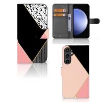 Samsung Galaxy S23 FE | Book Case | Zwart Roze Vormen Samsung Galaxy S23 FE | Book Case | Zwart Roze Vormen