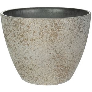 Ter Steege Bloempot/plantenpot - buiten - beige/goud - D29/H22 cm - kunststof/steenmix   -