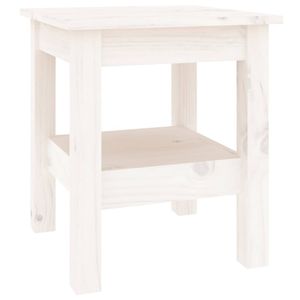 The Living Store Salontafel Grenenhout Wit 35x35x40cm - Met extra opbergschap