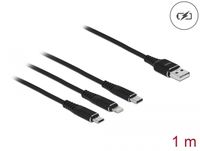 DeLOCK 87155 USB-kabel 1 m USB 2.0 USB A Micro-USB B/Lightning/Apple 30-pin Zwart - thumbnail