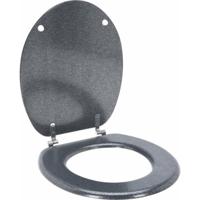Bathroom Solutions Toiletbril - zilverkleurig glitter - MDF - wc bril - 45 x 37,5 cm - 18 inch