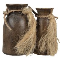 Clayre & Eef Bruine Decoratieve pot (2) Ø 15*25 / Ø 13*23 cm 6PR3529