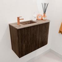 Toiletmeubel Mondiaz Joya Dlux | 61.6 cm | Meubelkleur Walnut | Faye wastafel Arena Wasbak Links | 1 kraangat