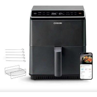 COSORI Olievrije Friteuse - Dual Blaze Chef Edition - 6,4L Capaciteit - 12 Programma's - 5 Spiesjes en 1 Grill - 1700W - Zwart