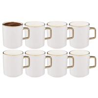 Koffiemokken Athena - 8x stuks - Keramiek - wit/goud - 350 ml - 8 x 9 cm Koffiemokken Athena - 8x stuks - Keramiek - wit/goud - 350 ml - 8 x 9 cm