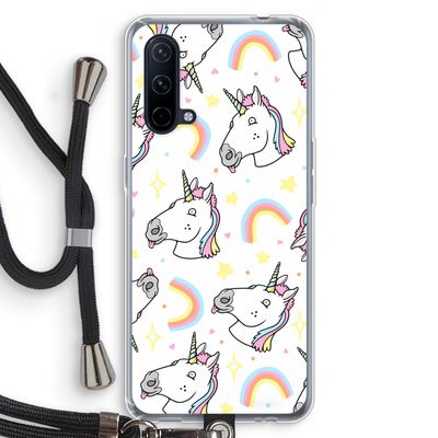 Rainbow Unicorn: OnePlus Nord CE 5G Transparant Hoesje met koord