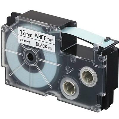 Gelamineerde Tape voor Labelmakers Casio XR-12WE Wit Zwart
