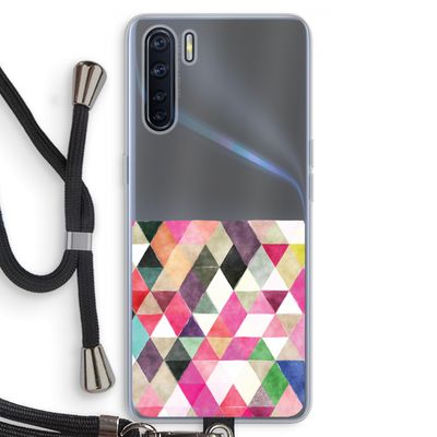 Gekleurde driehoekjes: Oppo A91 Transparant Hoesje met koord
