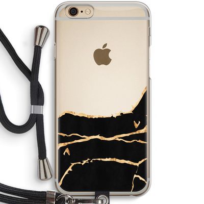 Gouden marmer: iPhone 6 / 6S Transparant Hoesje met koord