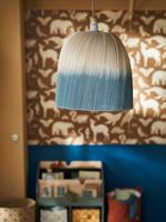 Lampenkap voor hanglamp bamboe Tie and Dye beige / blauw