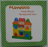 Playwood houten blokken huis in mooie kleuren