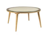 ZILT Ronde Salontafel 'Azalea' Glas en Eikenhout, 70cm