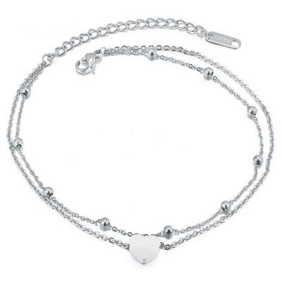 Cilla Jewels Dames Dubbele Enkelband met Hart Zilverkleurig