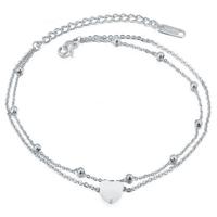 Cilla Jewels Dames Dubbele Enkelband met Hart Zilverkleurig