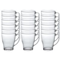 Theeglazen/koffieglazen Cosy - 18x stuks - transparant glas - 350 ml - met handvat