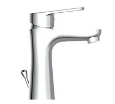 PICO ééngreepsmengkraan wastafel, chroom keramische schijven geluidsarme, verwisselbare 35 mm cartouche Eco-Click functie en kinderbeveiliging flexibele metalen aansluitslangen 1 ¼" (Ø ca.