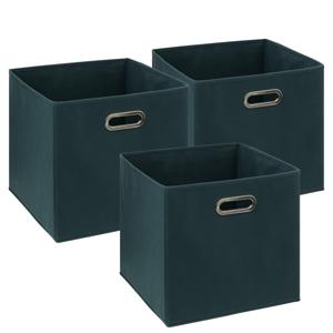 Opbergmand/kastmandje - 3x - Smaragd groen - 31 x 31 x 31 cm - 29 liter - Vakkenkast manden - Stof