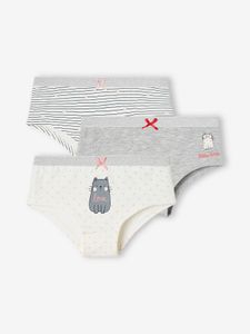 Set met 3 shorts met kattenmotief gemêleerd grijs