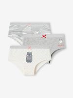 Set met 3 shorts met kattenmotief gemêleerd grijs - thumbnail
