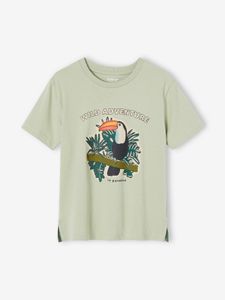 Jongensshirt met toekanmotief saliegroen