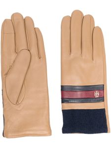 Tommy Hilfiger gants en cuir à plaque logo - Marron