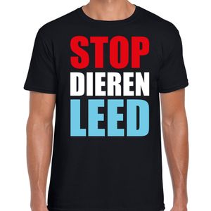 Stop dieren leed demonstratie / protest t-shirt zwart voor heren