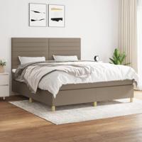 Boxspring met matras stof taupe 180x200 cm