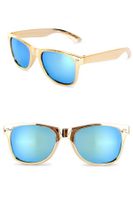 Blues brother bril goud met spiegelglas - thumbnail