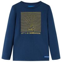 Kindershirt met lange mouwen snowboardprint 92 marineblauw