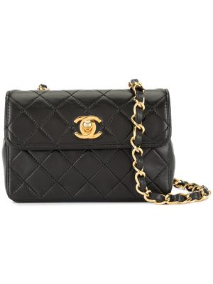 CHANEL Pre-Owned sac porté épaule à plaque logo - Noir