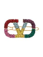 Valentino Garavani barrette VLogo à ornements en cristal - Vert