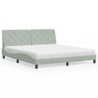 Bed met matras fluweel lichtgrijs 180x200 cm