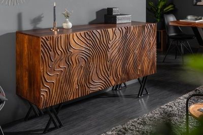 Handgemaakt dressoir FLUID 160 cm mangohout uitgebreid frontontwerp - 40244