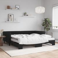 Slaapbank onderschuifbed en matrassen 100x200 cm fluweel zwart