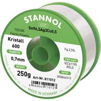 Stannol Kristall 600 Fairtin Soldeertin, loodvrij Loodvrij Sn96,5Ag3Cu0,5 REL0 250 g 0.7 mm - thumbnail