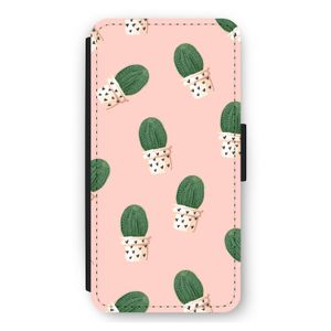 Cactusprint roze: iPhone 11 Flip Hoesje