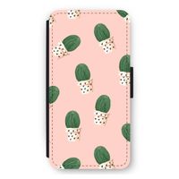 Cactusprint roze: iPhone 11 Flip Hoesje