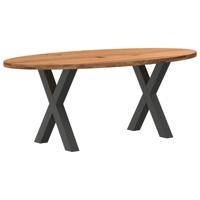 Eettafel 200x100x74 cm ovaal massief eikenhout lichtbruin