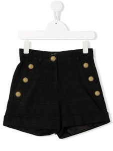 Balmain Kids short court à taille haute - Noir