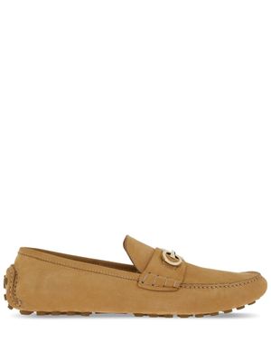 Ferragamo mocassins en daim à plaque Gancini - Tons neutres