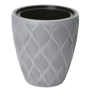 Form Plastic Plantenpot/bloempot Flow - kunststof - platinum grijs - D40 x H42 cm - met binnenpot