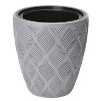 Form Plastic Plantenpot/bloempot Flow - kunststof - platinum grijs - D40 x H42 cm - met binnenpot - thumbnail