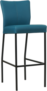 Blauwe leren moderne barkruk Revolt - poot vierkant zwart - Toledo Leer Turquoise (blauw leer)