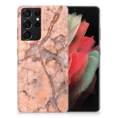 Samsung Galaxy S21 Ultra | TPU | Siliconen hoesje | Marmer Oranje