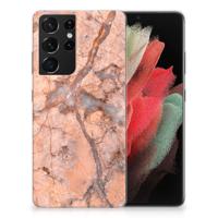 Samsung Galaxy S21 Ultra | TPU | Siliconen hoesje | Marmer Oranje