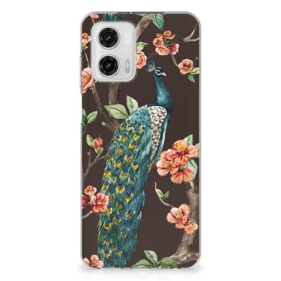Motorola Moto G73 | TPU Hoesje | Pauw met Bloemen