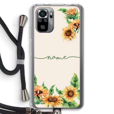 Zonnebloemen: Xiaomi Redmi Note 10S Transparant Hoesje met koord