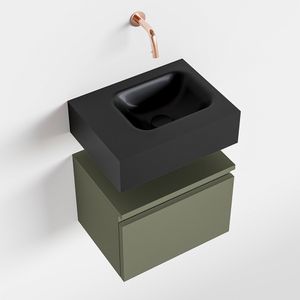 Toiletmeubel Mondiaz Andor | 40 cm | Meubelkleur Army | Lex vrijhangend wastafel Urban Rechts | Zonder kraangat