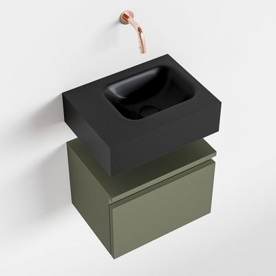 Toiletmeubel Mondiaz Andor | 40 cm | Meubelkleur Army | Lex vrijhangend wastafel Urban Rechts | Zonder kraangat
